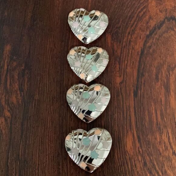 Vintage 80’s Heart and Stars Button Covers Set Of 4 - Picture 7 of 9